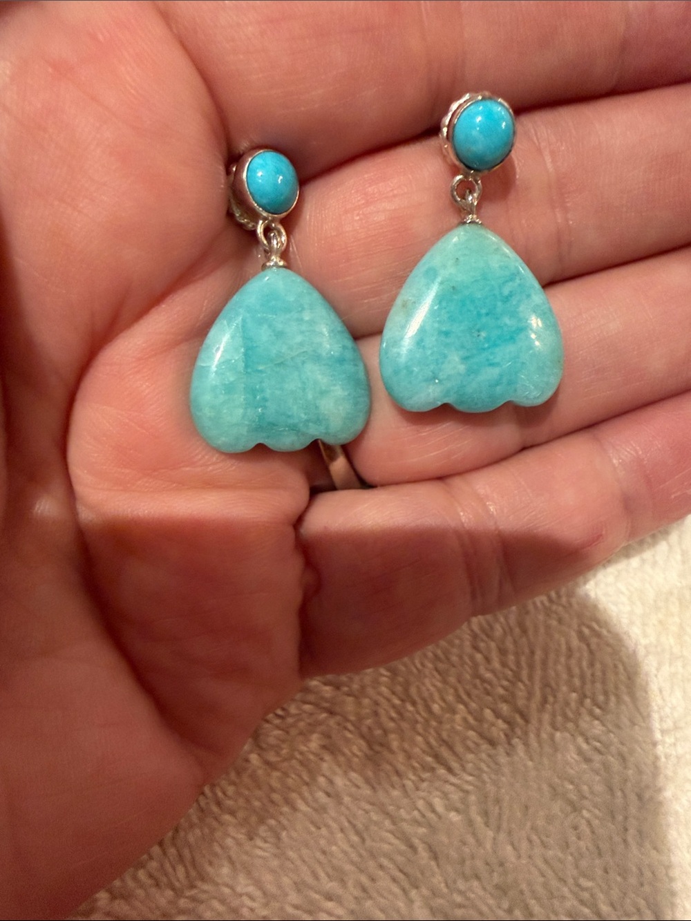 Turquoise Heart Drop Earrings - Aqua Blue Women Jewelry Sterling Silver